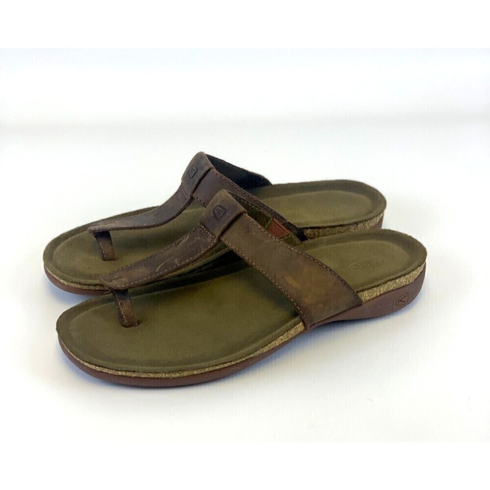Keen Ana Cortez Flip Flop Brown Leather Thong Sandal Slip On 1019245 Womens 10.5